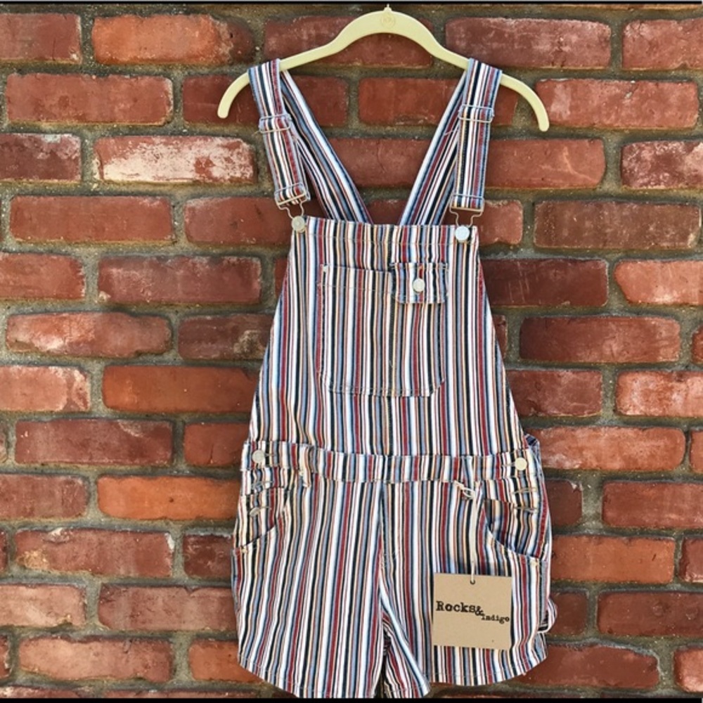 Striped Overall Shorts